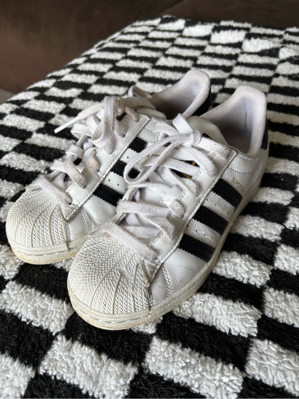 adidas Kids White Sneakers with Black Stripes